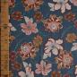 Preview: Viskose Stretch Druck Blüten beige rost auf rauchblau